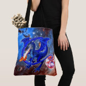 Tote Bag Dragon cosmique azurite (De près)