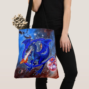 Tote Bag Dragon cosmique azurite