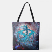 Tote Bag Dragon Cosmique Turquoise (Devant)