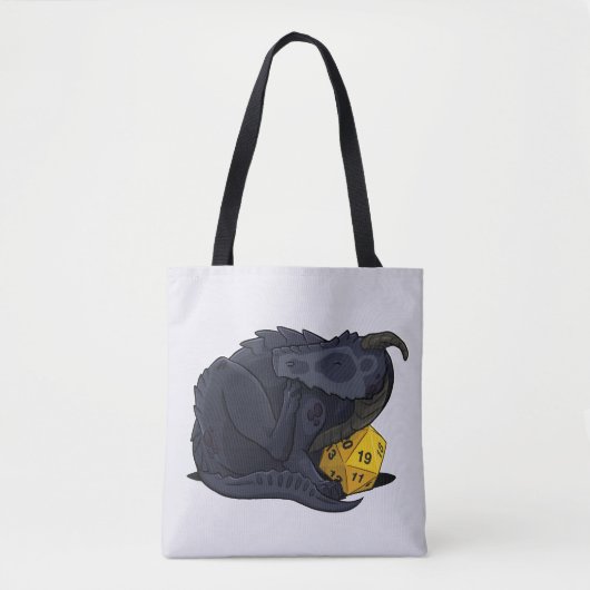 Tote Bag Dragon D20 noir (Devant)