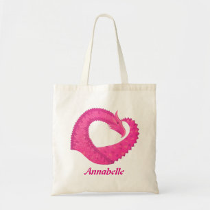 Tote Bag Dragon de coeur rose chaud sur blanc