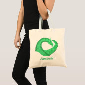 Tote Bag Dragon de coeur vert sur blanc (Devant (produit))