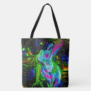 Tote Bag Dragon de lapin psychédélique à Neon Imaginaire