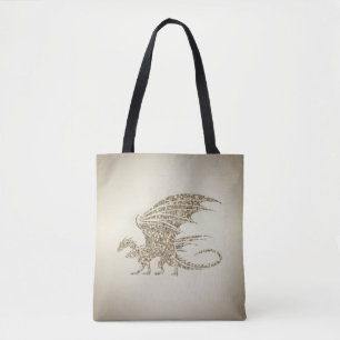 Tote Bag Dragon de mosaïque Extraordinaire Golden