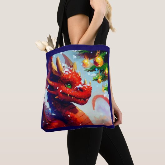 Tote Bag Dragon de Noël 2 (De près)