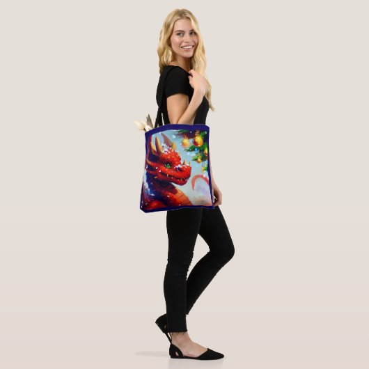 Tote Bag Dragon de Noël 2 (Sur le modèle)
