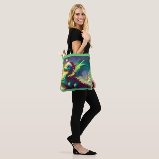 Tote Bag Dragon de Noël 3 (Sur le modèle)