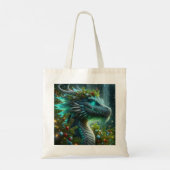Tote Bag Dragon de Noël Turquoise Magique (Dos)