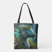 Tote Bag Dragon de Noël Turquoise Magique (Dos)