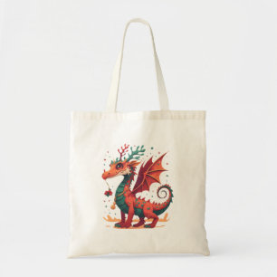Tote Bag Dragon de rennes de Noël Abstrait dessin élégant