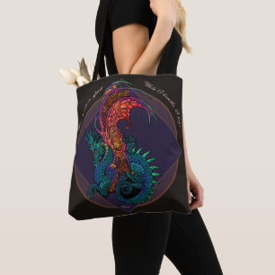 Tote Bag Dragon de style de Nouveau d'art avec la devise