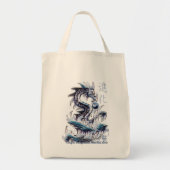 Tote Bag Dragon d'eau 22 Yin Yang Kanji (Devant)