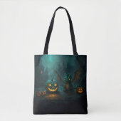 Tote Bag Dragon d'Halloween mignon avec Citrouilles effraya (Devant)