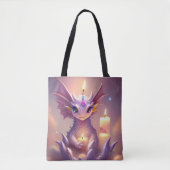 Tote Bag Dragon d'Imaginaire aux bougies d'anniversaire (Devant)