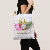 Tote Bag Dragon Fruit et rose Orchid Tropical (De près)