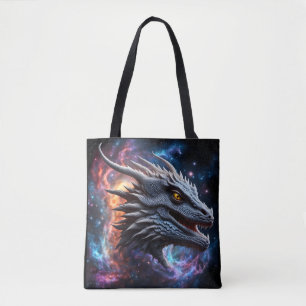 Tote Bag Dragon gris aux étoiles