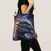 Tote Bag Dragon gris aux étoiles (De près)