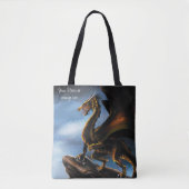 Tote Bag Dragon noir cuivre or (Devant)
