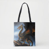 Tote Bag Dragon noir cuivre or (Devant)