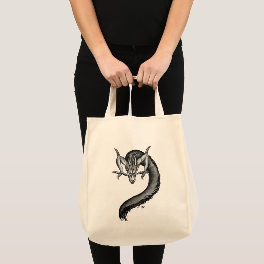 Tote Bag Dragon noir et blanc (Devant (produit))
