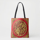 Tote Bag Dragon Phoenix Red Gold Mariage chinois (Devant)