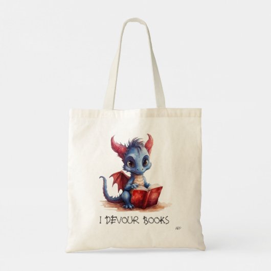 Tote Bag *~* DRAGON RED BLUE - LECTURE DEVour LIVRES AP88 (Dos)