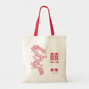 Tote Bag Dragon rouge   Bonheur double + Merci