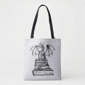 Tote Bag Dragon sur livres (Devant)
