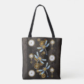 Tote Bag Dragonflies de Steampunk sur arrière - plan rayé b (Dos)