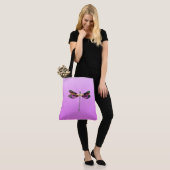 Tote Bag Dragonfly - argent, or, violet et noir (Sur le modèle)