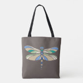 Tote Bag Dragonfly élégant en Brown et bleu avec nom (Dos)