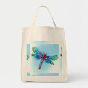Tote Bag Dragonfly en verre tendu (bleu)