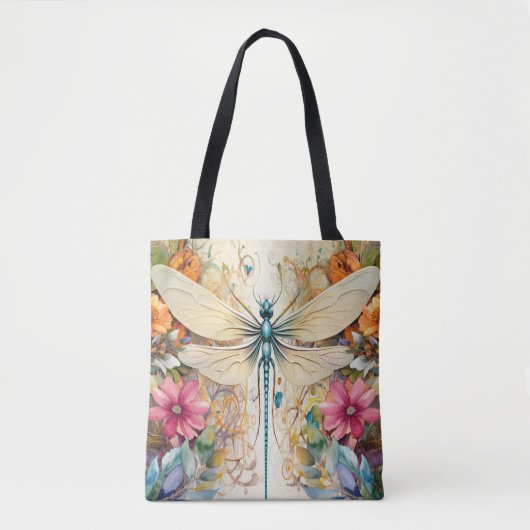 Tote Bag Dragonfly Et Fleurs sauvages (Devant)