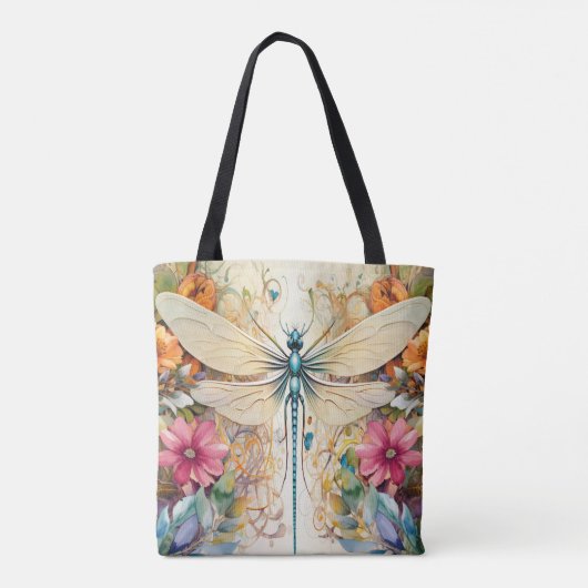 Tote Bag Dragonfly Et Fleurs sauvages (Dos)