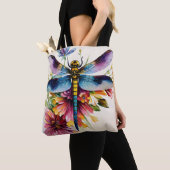 Tote Bag Dragonfly Floral Multicolor Art (De près)