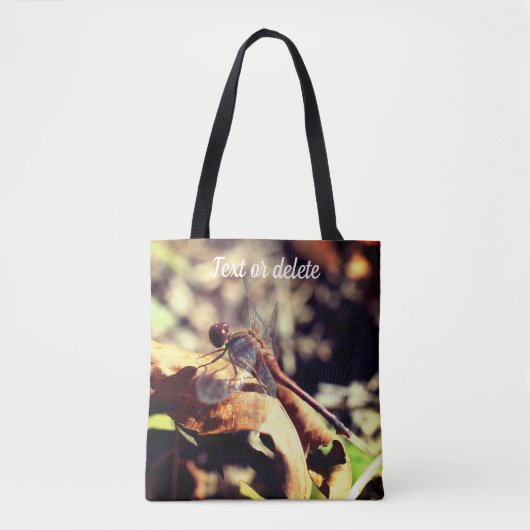 Tote Bag Dragonfly On Dried Leaf Close Up Personnalisé (Devant)