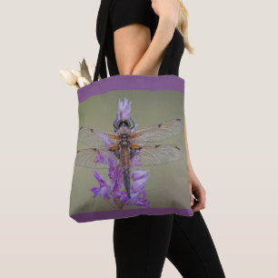 Tote Bag Dragonfly On Purple Flower