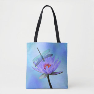 Tote Bag Dragonfly on Water Lily All-Over Imprimer Fourre-t