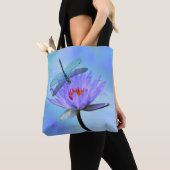 Tote Bag Dragonfly on Water Lily All-Over Imprimer Fourre-t (De près)