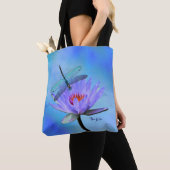 Tote Bag Dragonfly on Water Lily All Over Print Fourre-tout (De près)