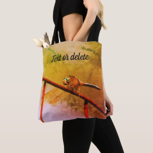 Tote Bag Dragonfly on Wire Fence Abstract