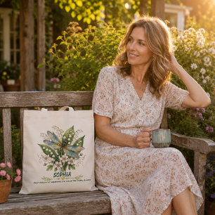 Tote Bag Dragonfly personnalisé de la fleur de naissance de