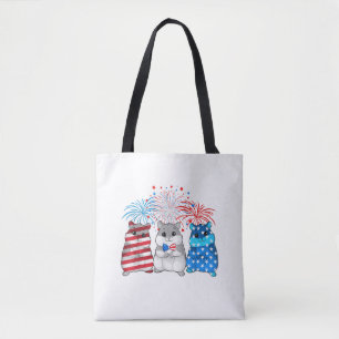 Tote Bag Drapeau américain 4 juillet Joyeux Cochon De Guiné