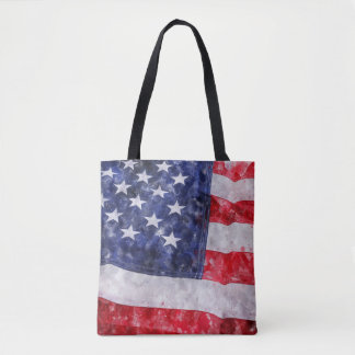 Tote Bag Drapeau américain Abstrait, Aquarelle Style.