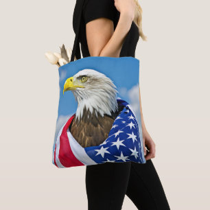 Tote Bag Drapeau Américain Avec Aigle Bald