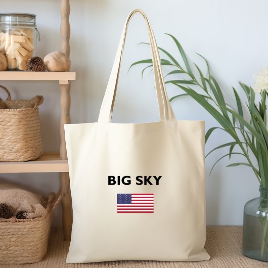 Tote Bag Drapeau américain Big Sky USA - Couleur claire