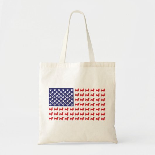 Tote Bag Drapeau américain-Dachshund (Devant)