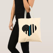 Tote Bag Drapeau américain de la ligne bleue mince (Devant (produit))