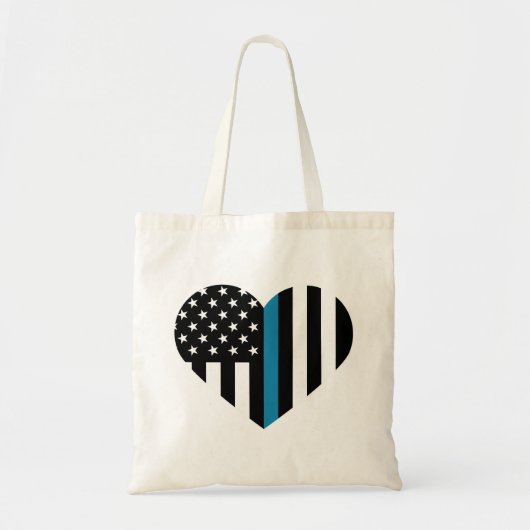Tote Bag Drapeau américain de la ligne bleue mince (Devant)