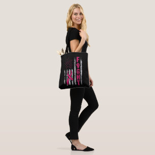Tote Bag Drapeau américain de sensibilisation au cancer du